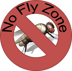 No fly zone sign with a fly