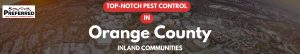 Pest control banner over Orange County aerial view