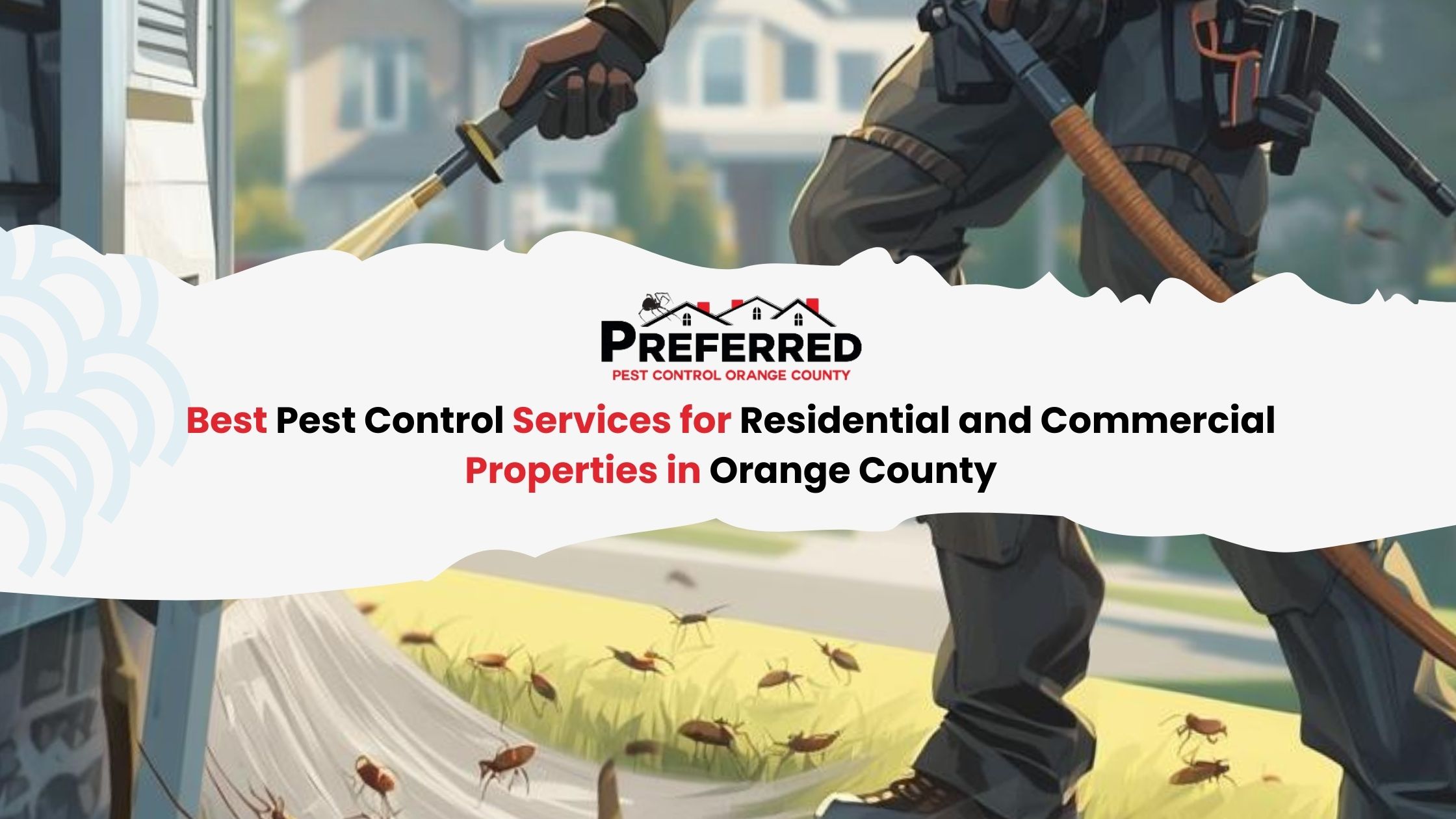 Pest control technician spraying insecticide outdoors