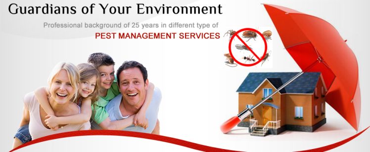 Family protected by pest control umbrella