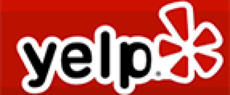 Red Yelp logo with white burst icon